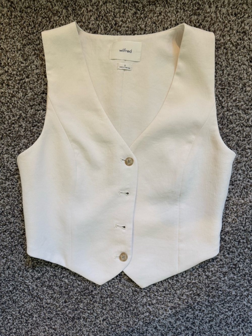 Wilfred Cream Tailored V-Neck Button Vest